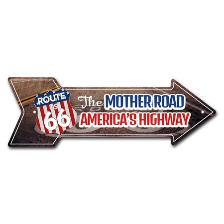Signmission The Mother Road Arrow Sign Funny Home Decor 24in Wide P-ARROW8-999574